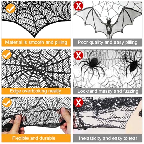 Black Spider Web Lace Mantel Scarf 2 Pack D187233