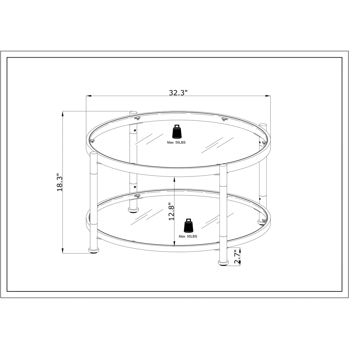 Acrylic Round Tempered Glass Coffee Table N832991