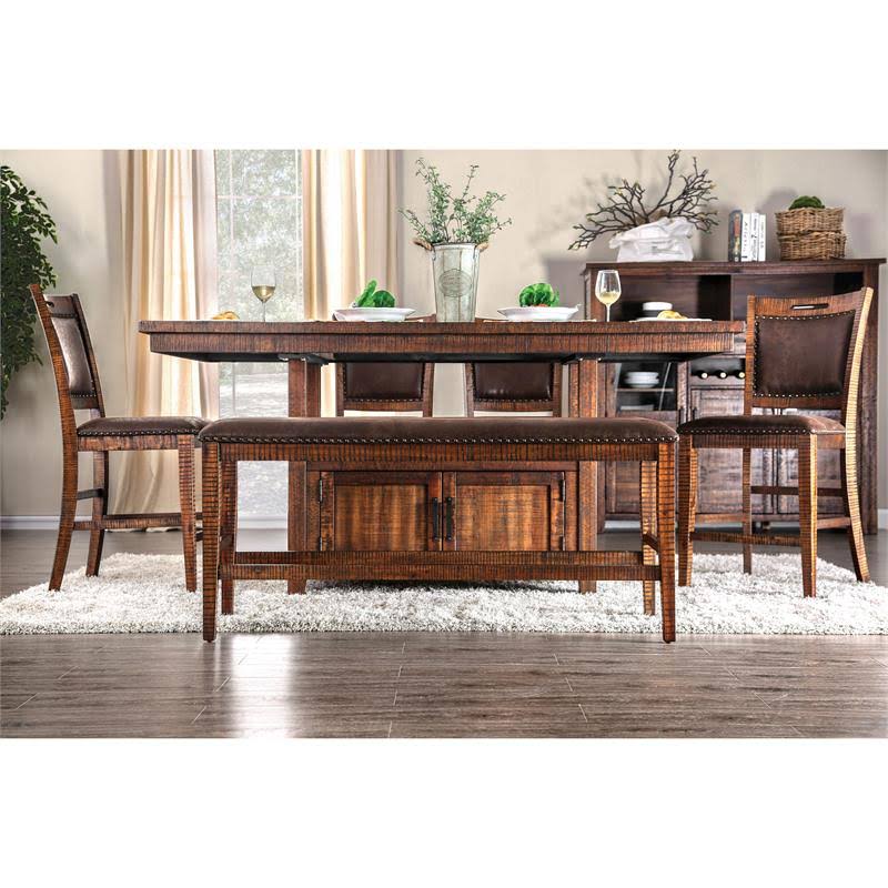 Solid Wood Counter Height Bench in Dark Oak I5519