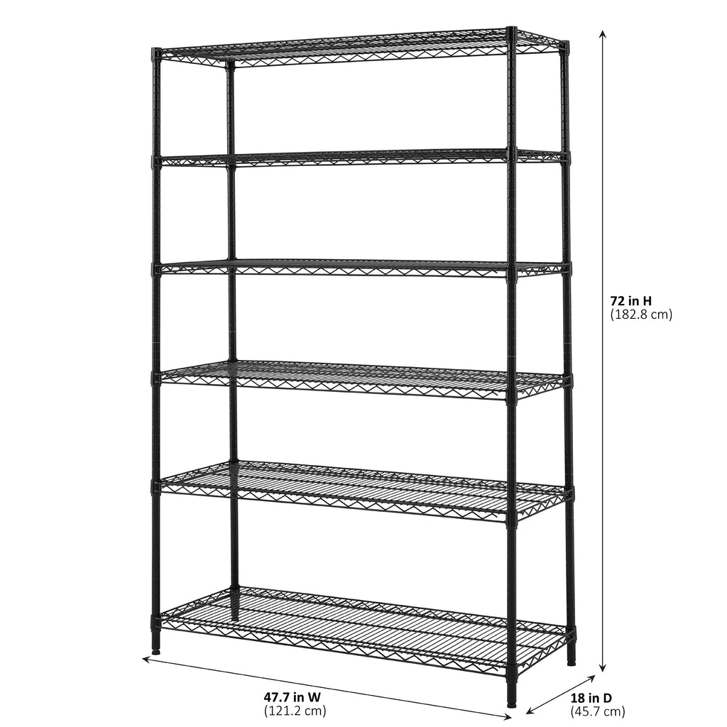 Steel 6-Tier Storage Shelf Unit Black Z604778