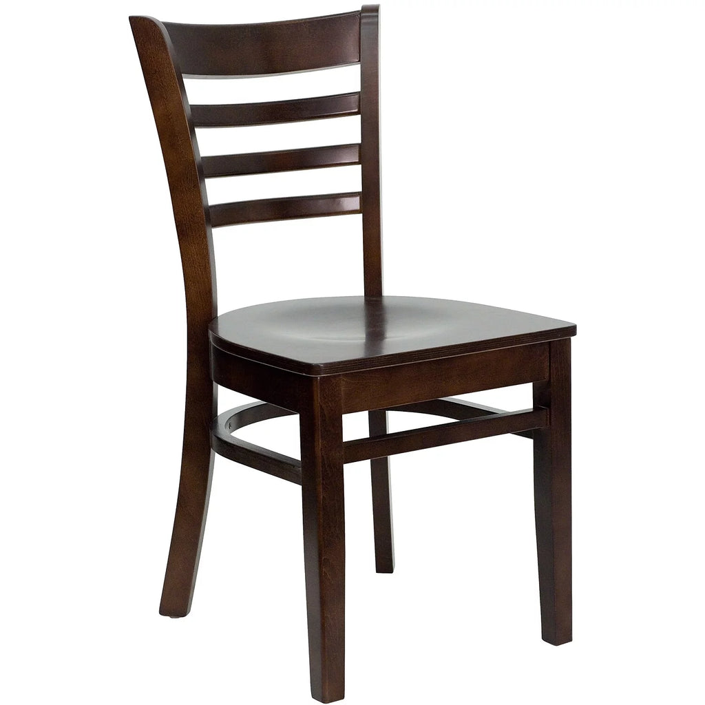2 Pack Ladder Back Walnut Wood Chair K446229