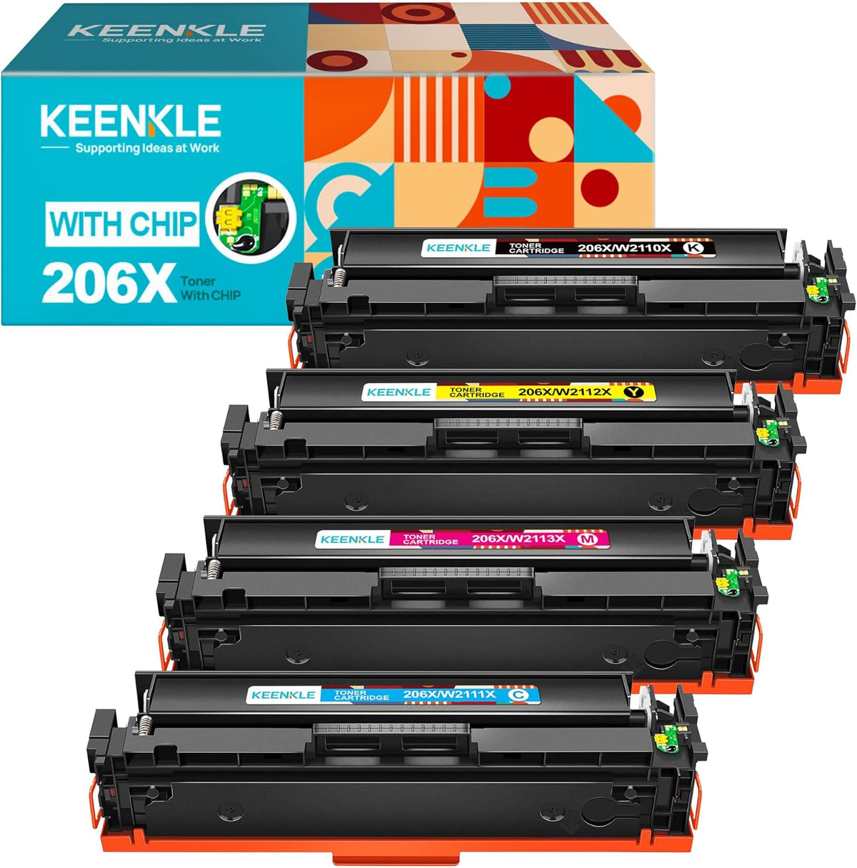 4 Pack High Yield Toner Cartridge for HP 206X 206A W2110A W2110X N829