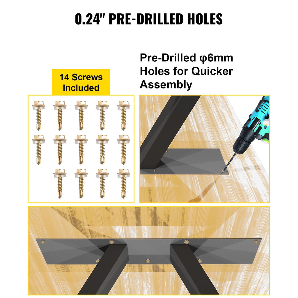 28 x 17.7 inch Black Metal Table Legs Set of 2 F856125