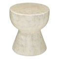 White Stone Accent Table with Drum Shade T6249