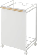 White Rolling Trash Sorter Garbage Can Storage Basket on Wheels U63707