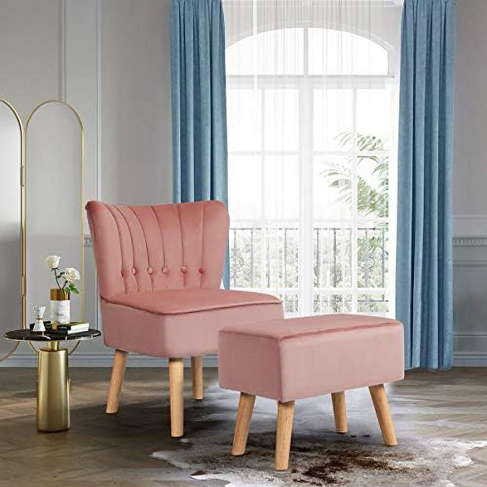Velvet Accent Chair Ottoman Set M244