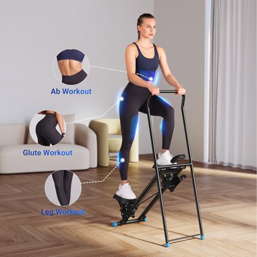 Compact Folding Vertical Climber Machine with Adjustable Handlebar & Pedals C4390