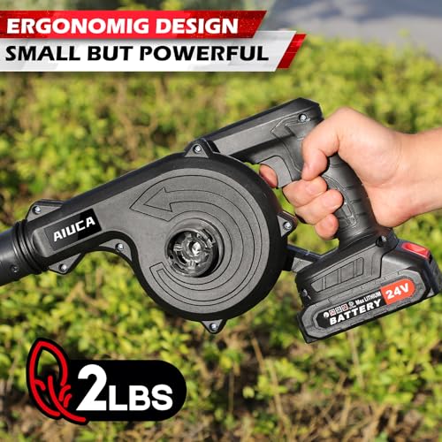 24V Cordless Electric Leaf Blower with 2 Pack Batteries and Charger U12177