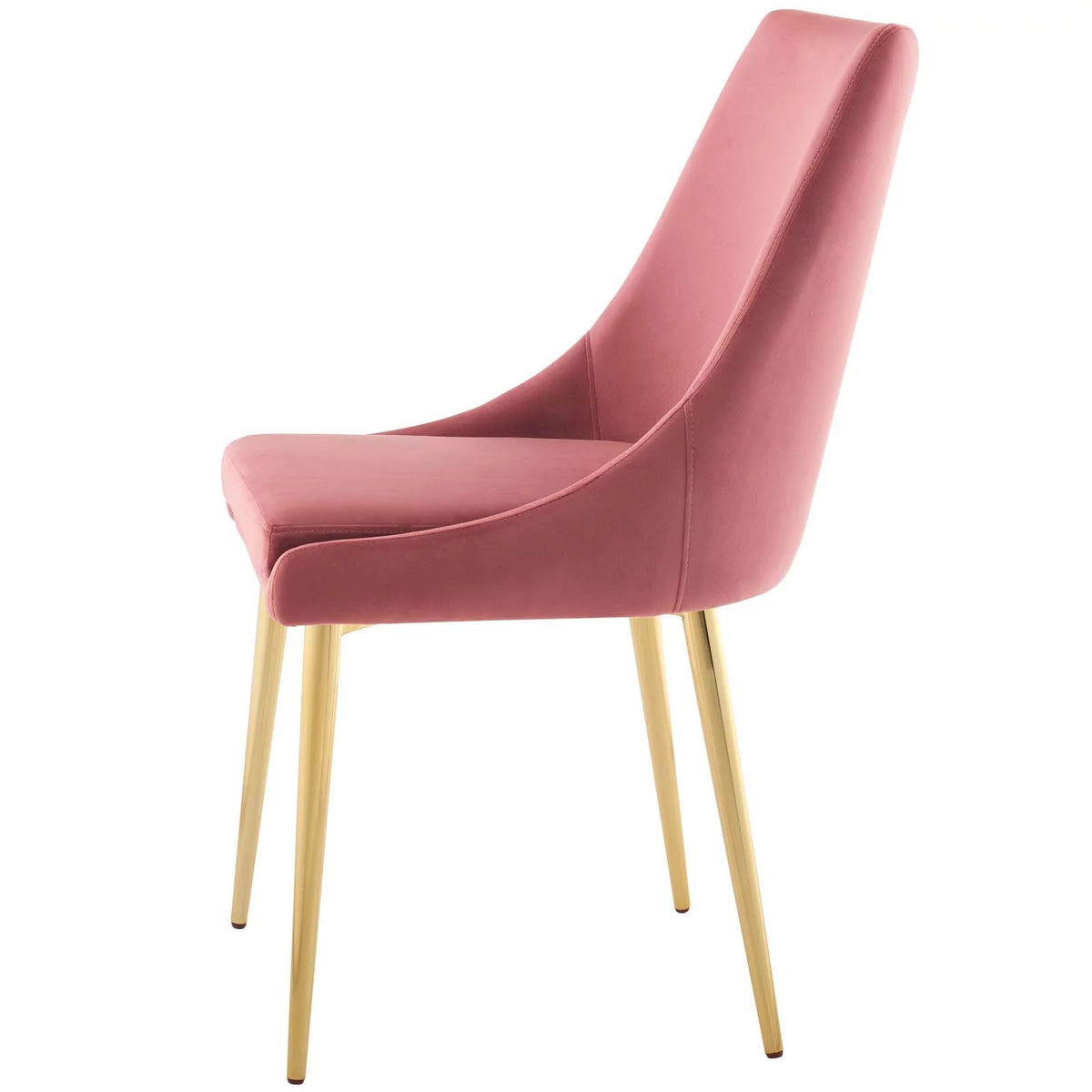 Pink Velvet Fabric Metal Steel Dining Chair X123187