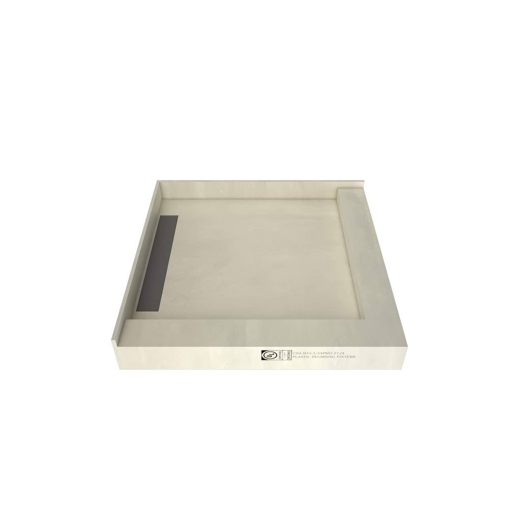 Trench Shower Pan with Left Drain and Right Dual Curb O434773