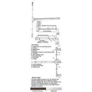 Surface Rod Panic Exit Device 36x22 Satin Aluminum C879695