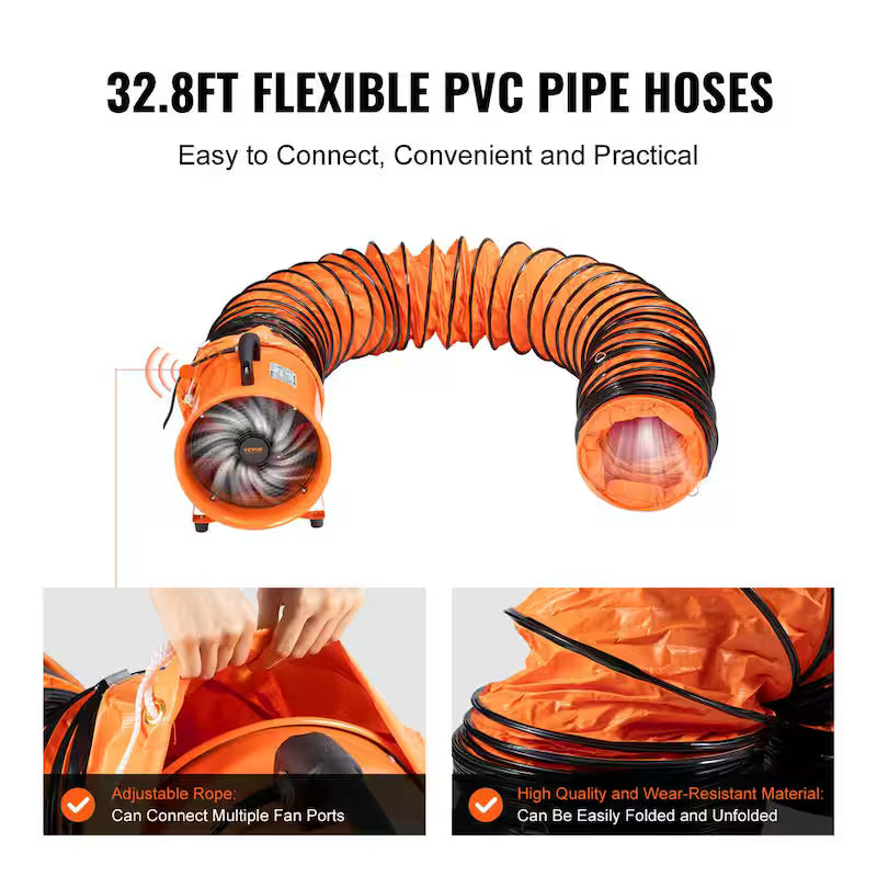 Orange 10 in. Heavy Duty Blower Fan with 33 ft. Duct Hose F15823