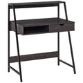 Grey Computer Desk with Drawer and Storage Shelves U305