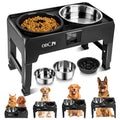 6 Height Adjustable Raised Dog Bowls with 2 Stainless Steel & 1 Slow Feeder Dog Food Bowls, Non-Slip Dog Food Stand with Catchment Drawer H1297