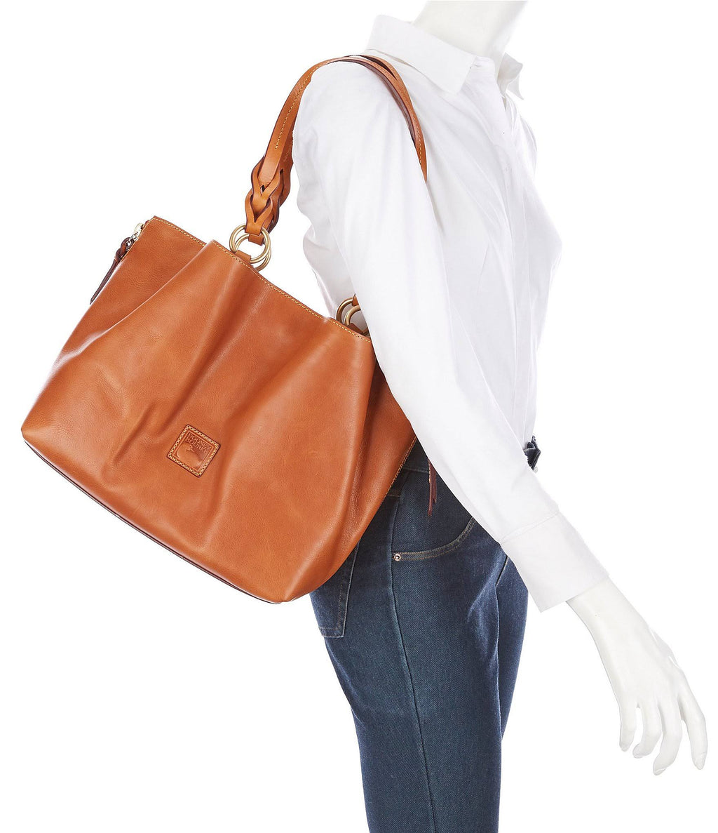 Large Zip Florentine Leather Black Bag V107577