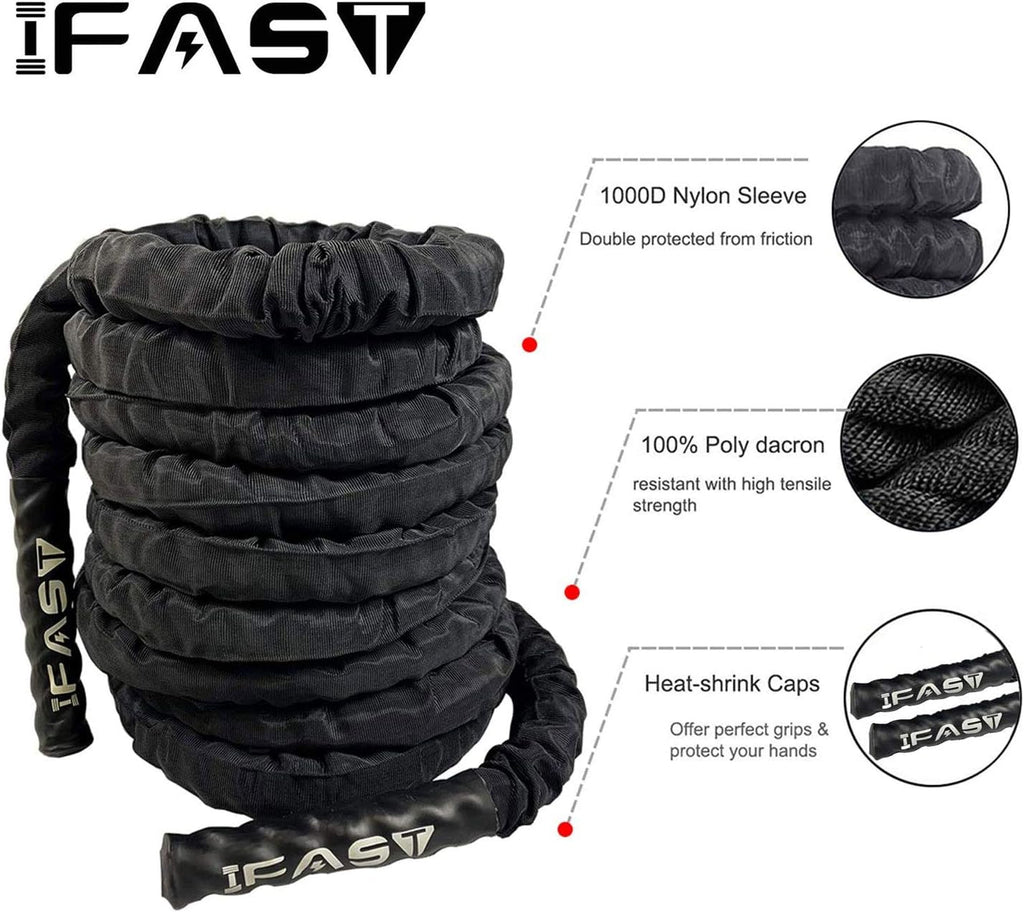 30ft Heavy Dacron Exercise Battle Rope Pack of 2 Q1185