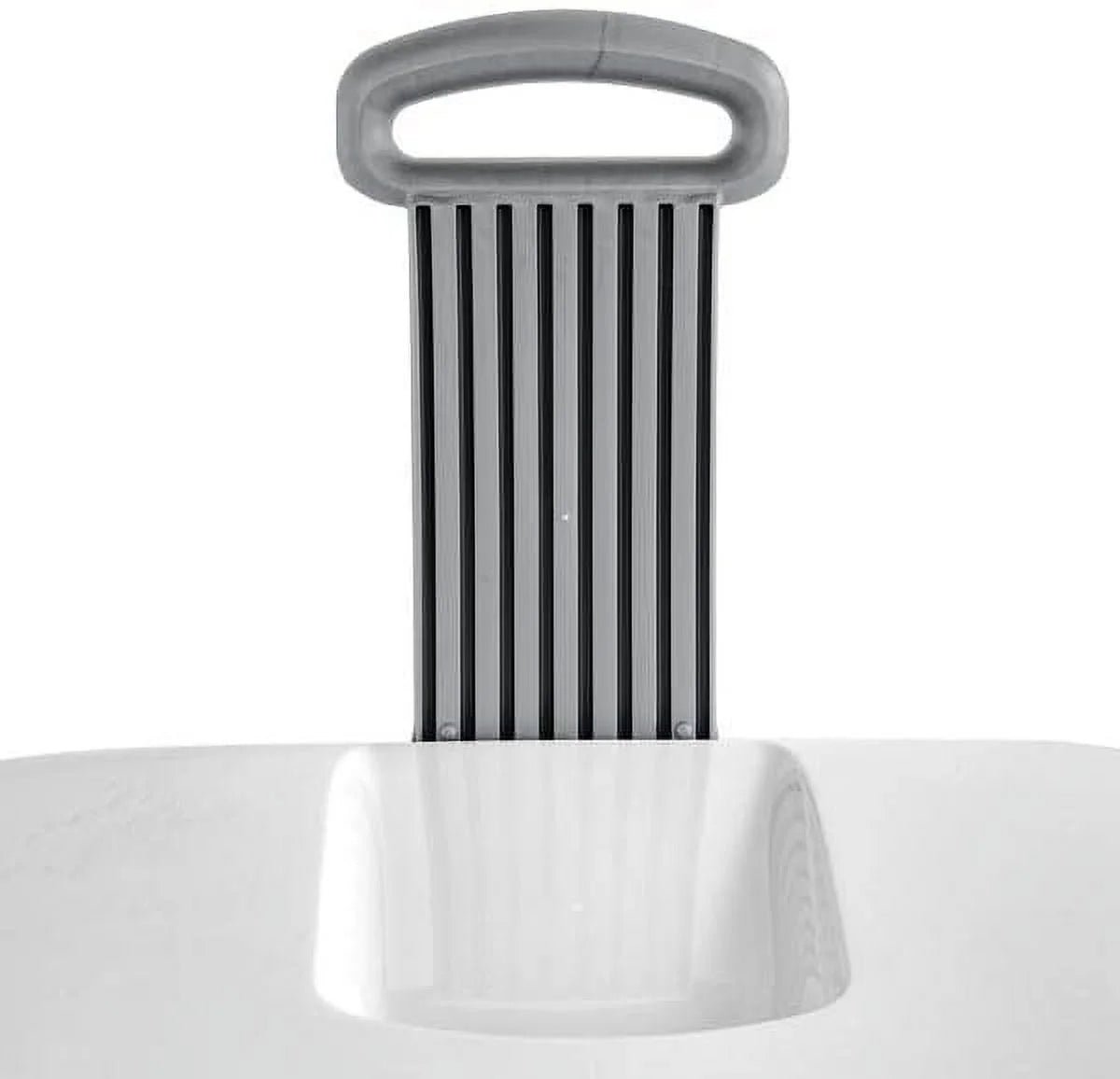 White Wheeled Laundry Hamper with Retractable Handle and Lid V97477