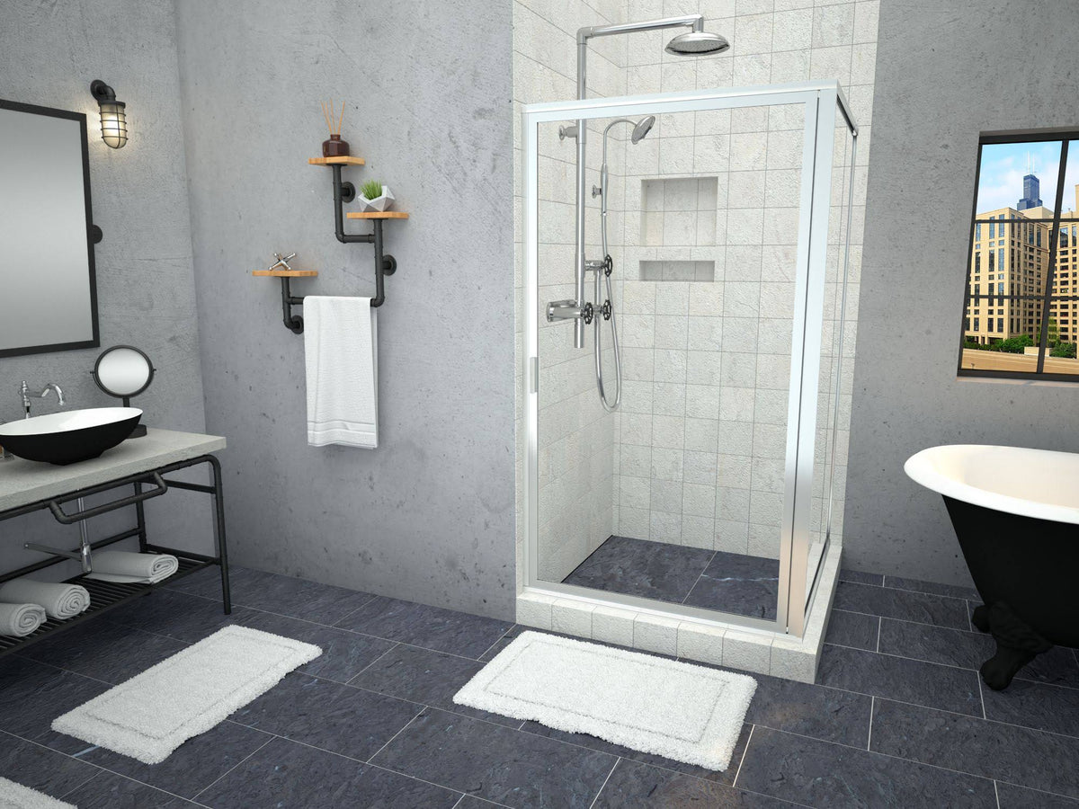 Trench Shower Pan with Left Drain and Right Dual Curb O434773