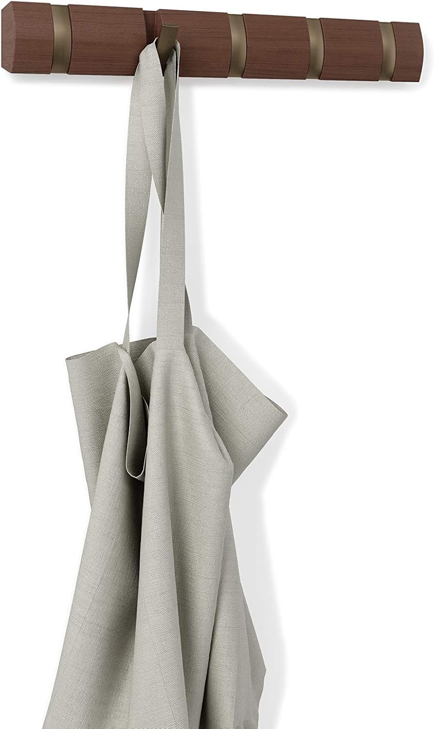 Natural/Nickel Wall Mounted Floating Rack with Retractable Hooks E806286