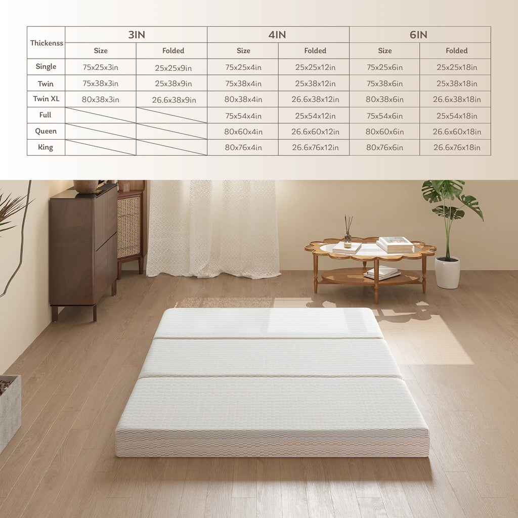 3 inch Twin Size Tri-Folding Memory Foam Mattress V55704