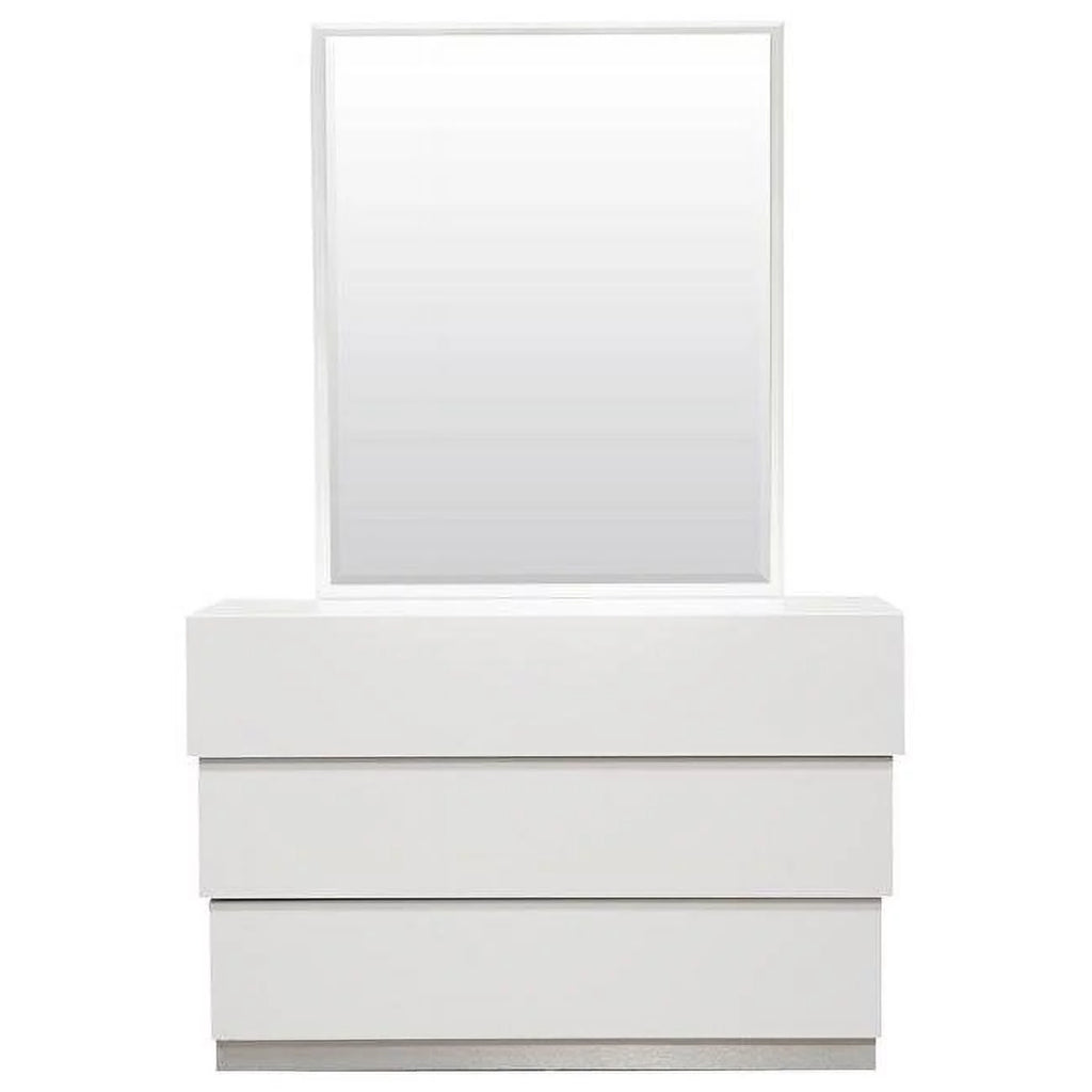 White 2-Piece Poplar Wood Dresser and Mirror Set B15446