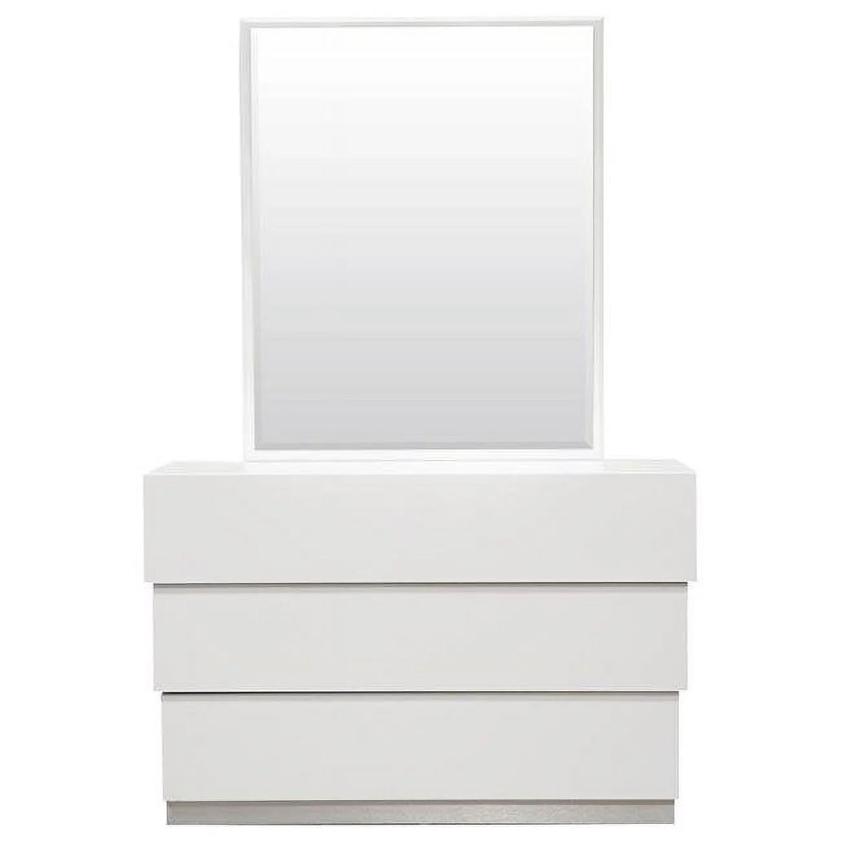 White 2-Piece Poplar Wood Dresser and Mirror Set B15446