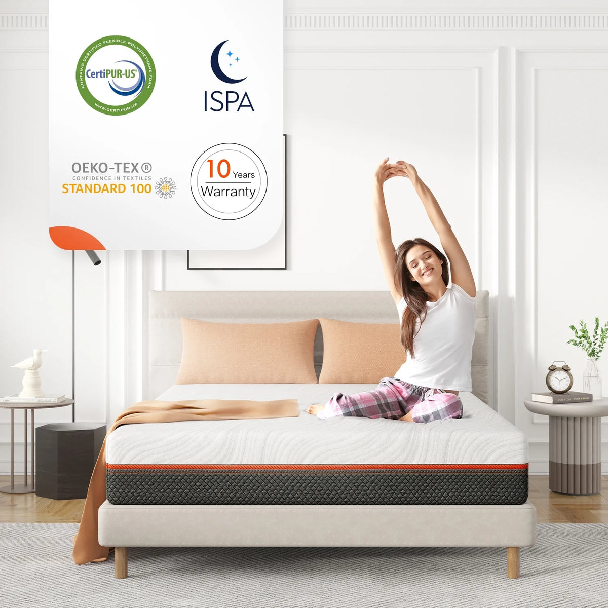 Twin Size Gel Memory Foam Pocket Spring Hybrid Mattress V47494