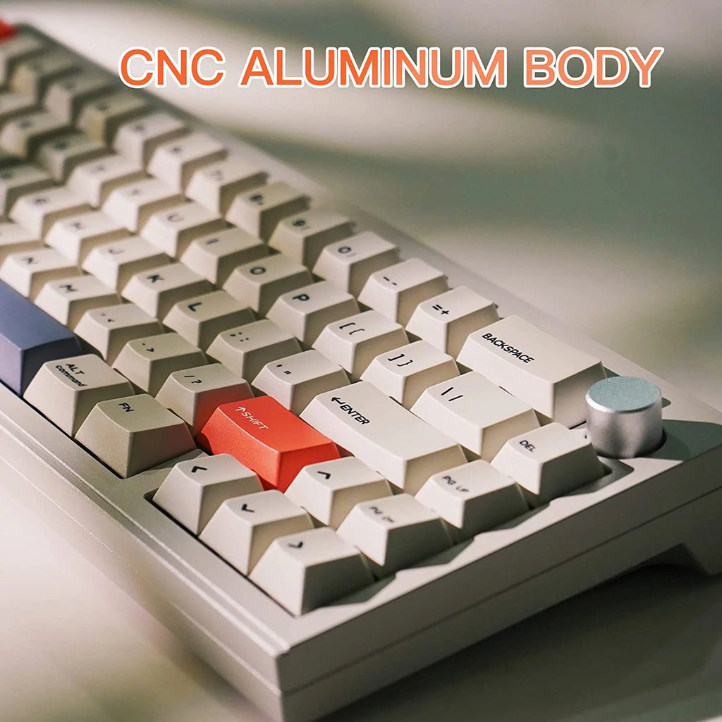 Wireless/Wired Mechanical Keyboard, 65% Hot Swappable Aluminum CNC Casing K5186