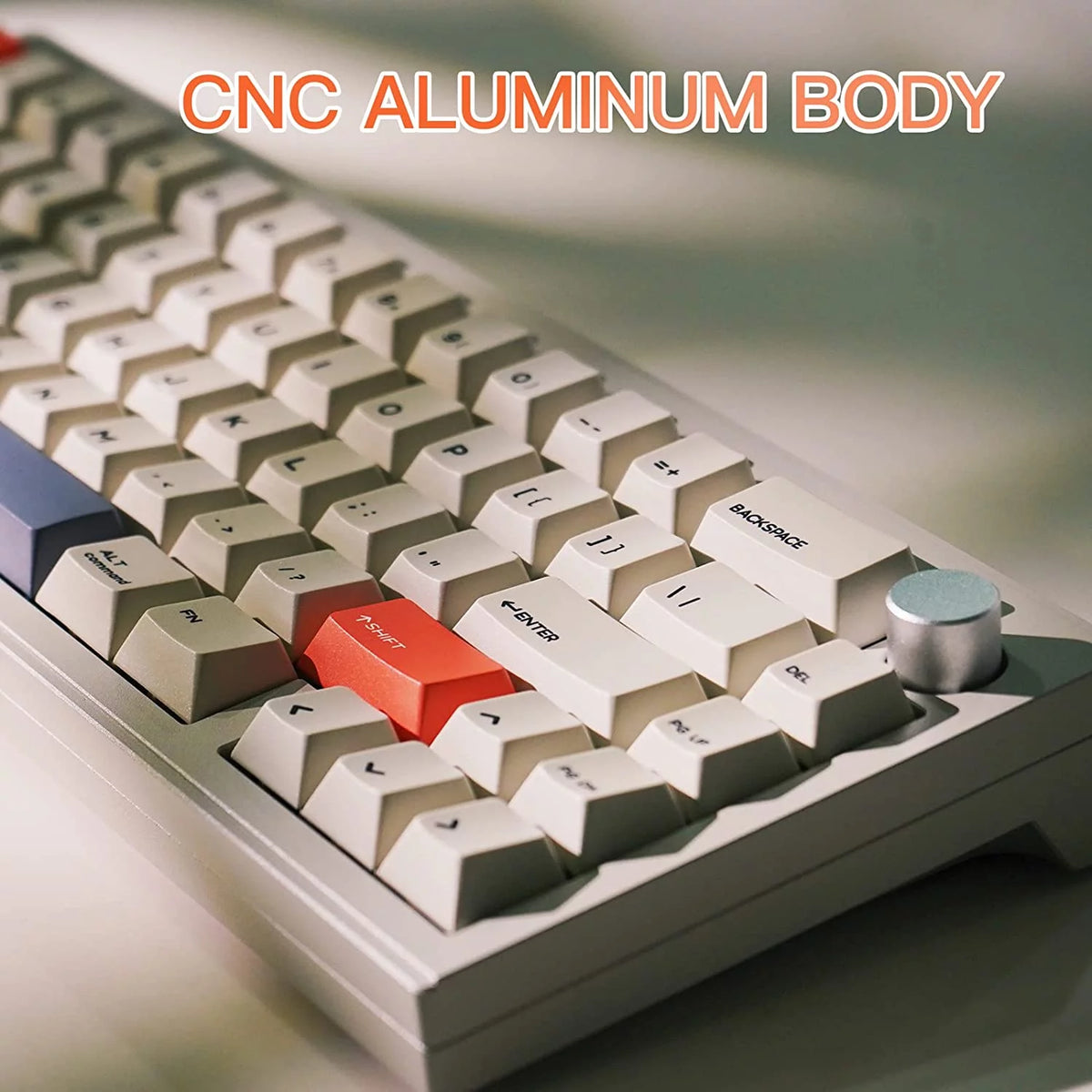 Wireless/Wired Mechanical Keyboard, 65% Hot Swappable Aluminum CNC Casing K5186