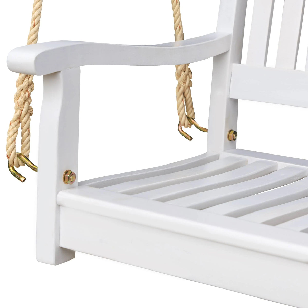 White Wooden Porch Swing Bench V994
