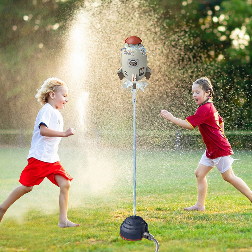 Rocket Outdoor Water Toys Sprinkler 360-Degree Rotation Attaches to Garden Hose X9587