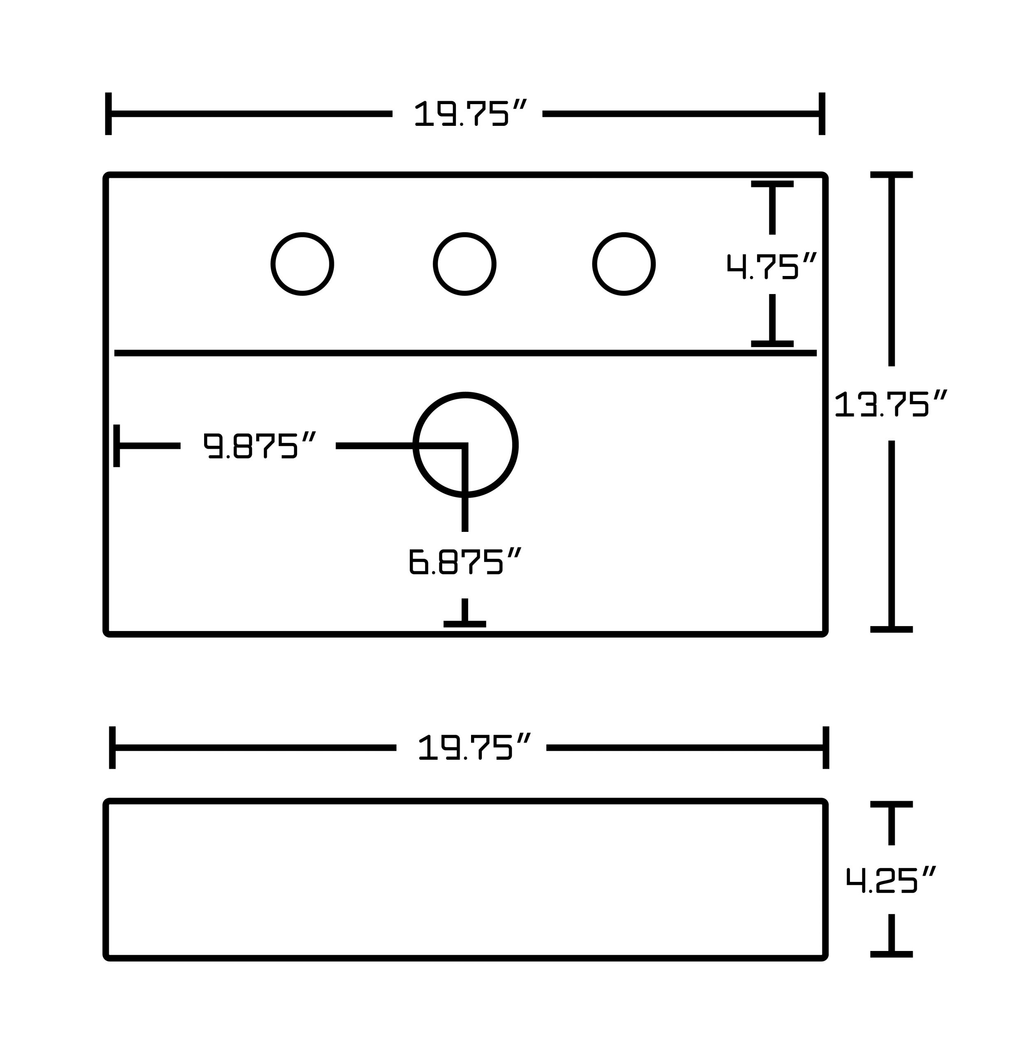 Wall Mount Rectangle Vessel in White H3366