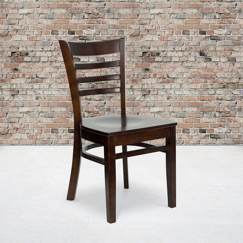 2 Pack Ladder Back Walnut Wood Chair K446229