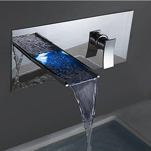 Chrome Finish LED Waterfall Bathroom Faucet R454