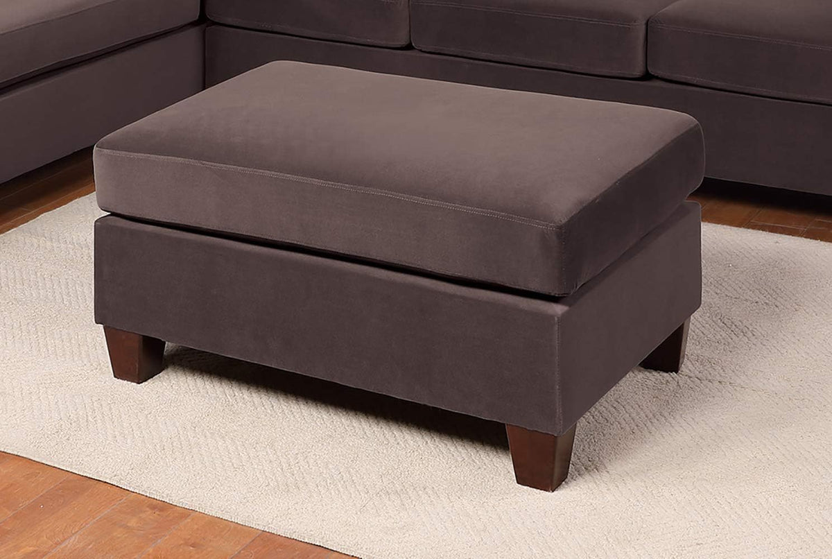 Dark Coffee Velvet Rectangle Cocktail Ottoman E640790