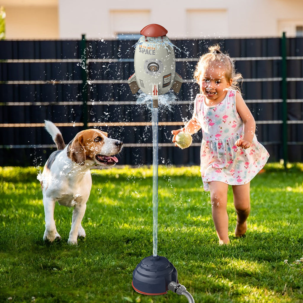 Rocket Outdoor Water Toys Sprinkler 360-Degree Rotation Attaches to Garden Hose X9587