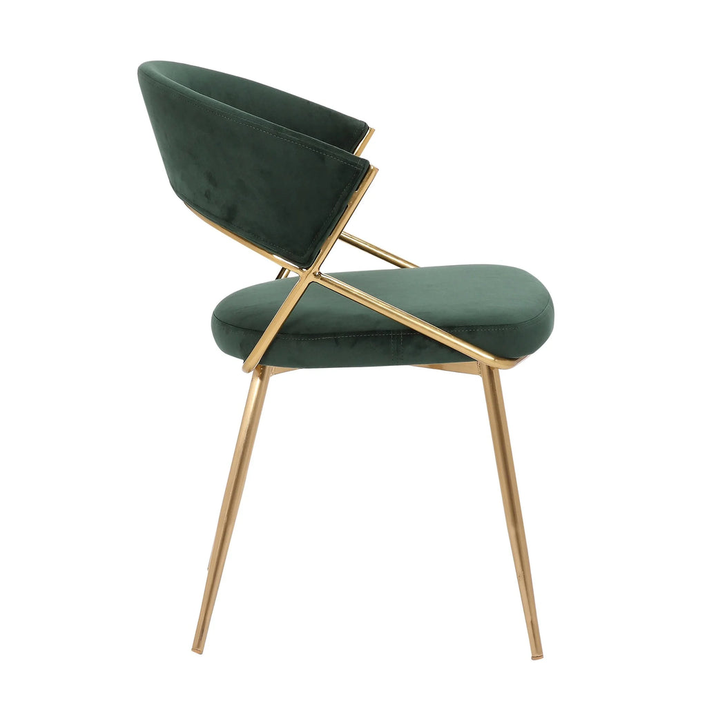 Gold Steel and Green Velvet Dining Chair Set of 2 Q235