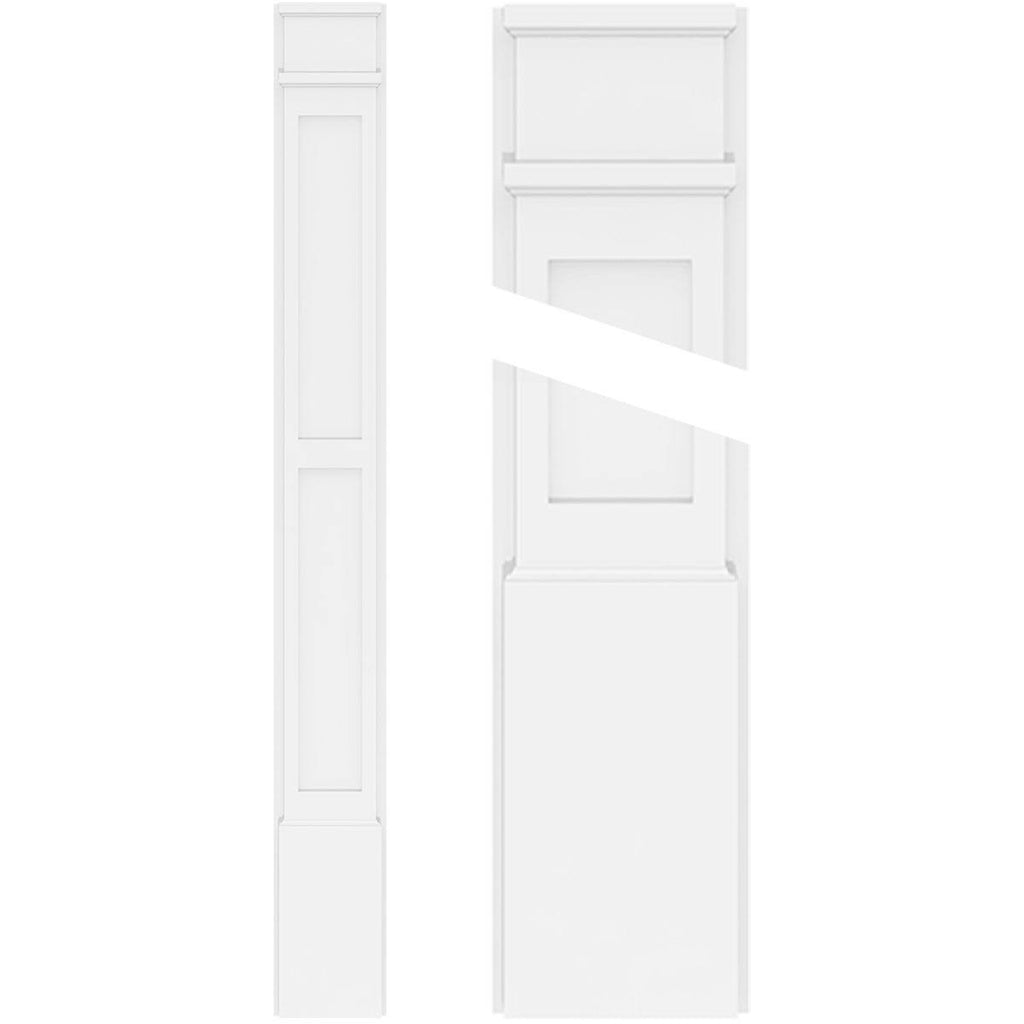 Two Equal Flat Panel PVC Pilaster with Decorative Capital & Base (Pair) T169249