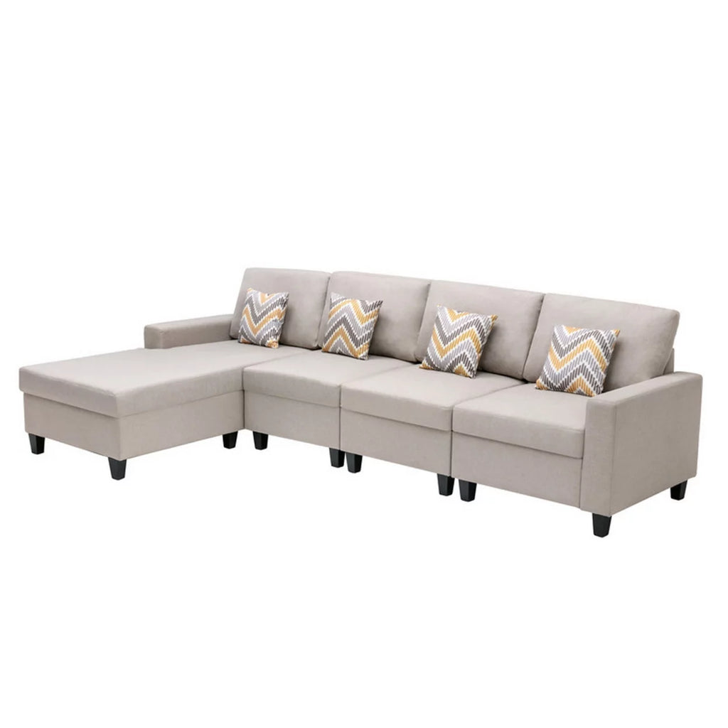 4pc Reversible Sectional Chaise Sofa with Pillows B259124