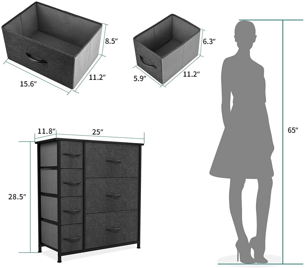 Grey 7 Drawer Storage Dresser Q590