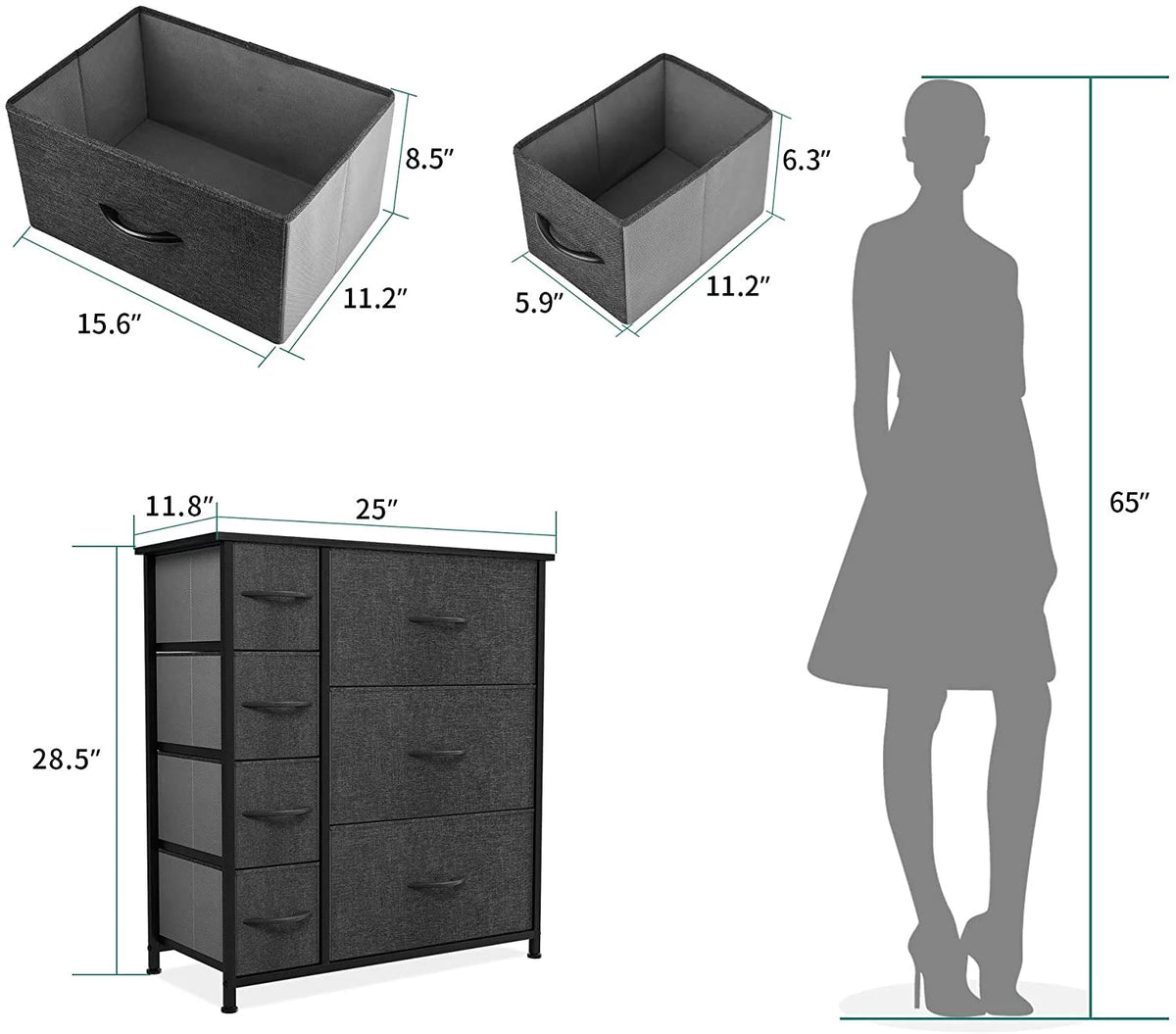 Grey 7 Drawer Storage Dresser Q590