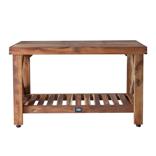 47" Acacia Wood Potting Bench & Serving Bar with Storage Shelf B495