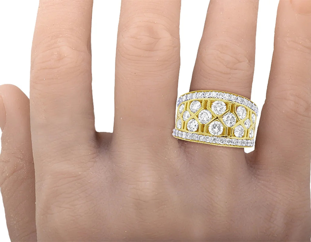 Geometric Mesh Diamond Band Ring L691