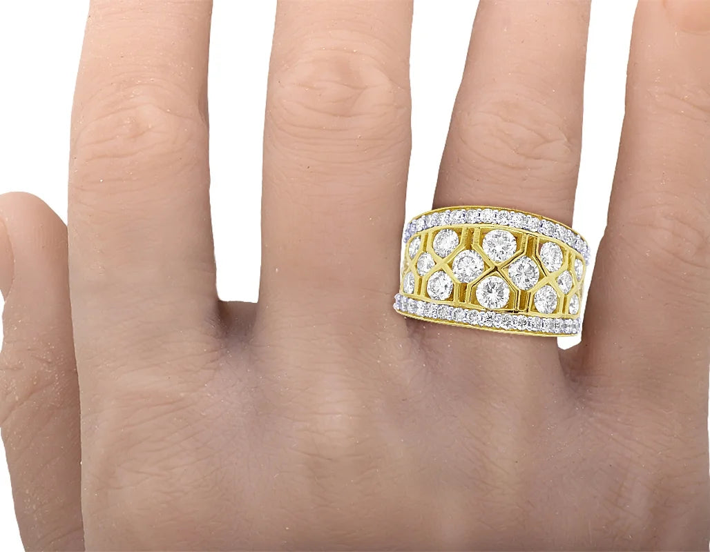 Geometric Mesh Diamond Band Ring L691