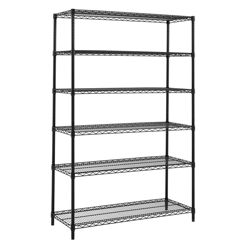 Steel 6-Tier Storage Shelf Unit Black Z604778