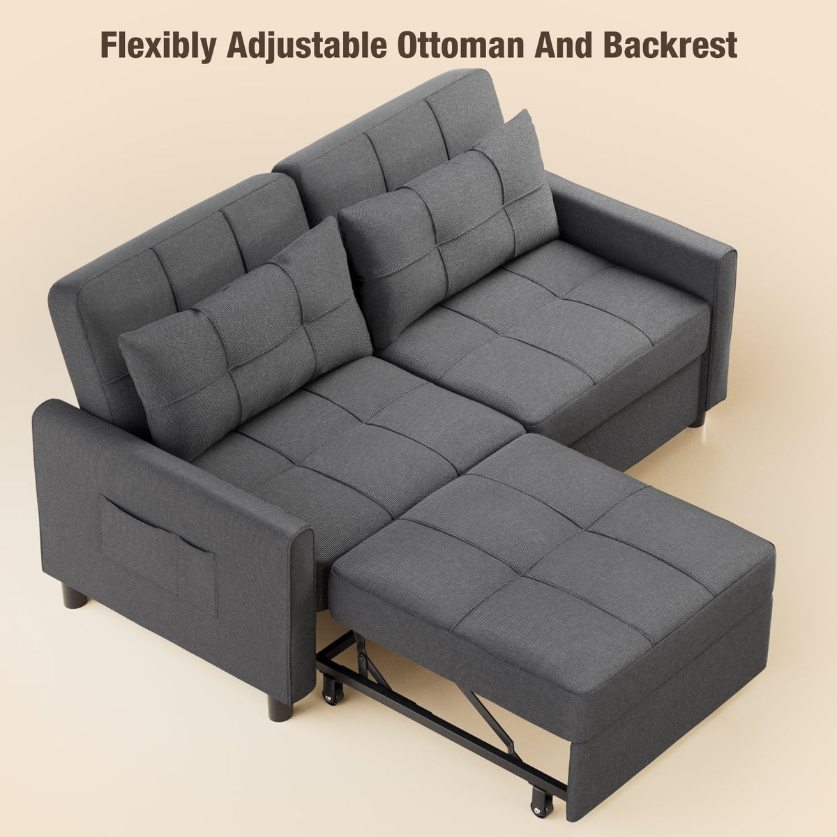 Gray Convertible Sofa Bed V116