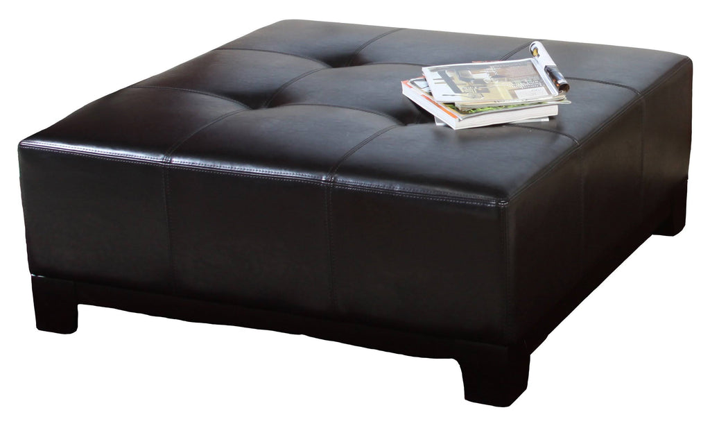 Espresso Leather Ottoman V43856