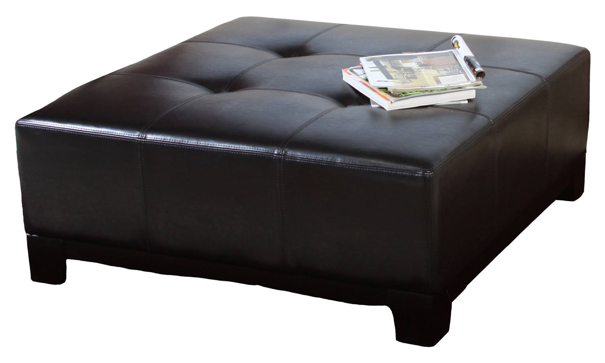 Espresso Leather Ottoman V43856