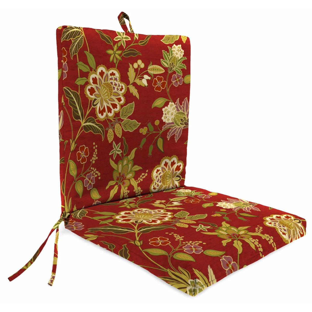 Multicolor Floral Outdoor Chair Cushion with Ties I795195