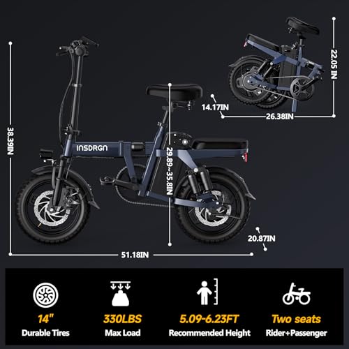 20MPH Dual-Seat Folding Electric Bike with 499Wh Removable Battery N80560